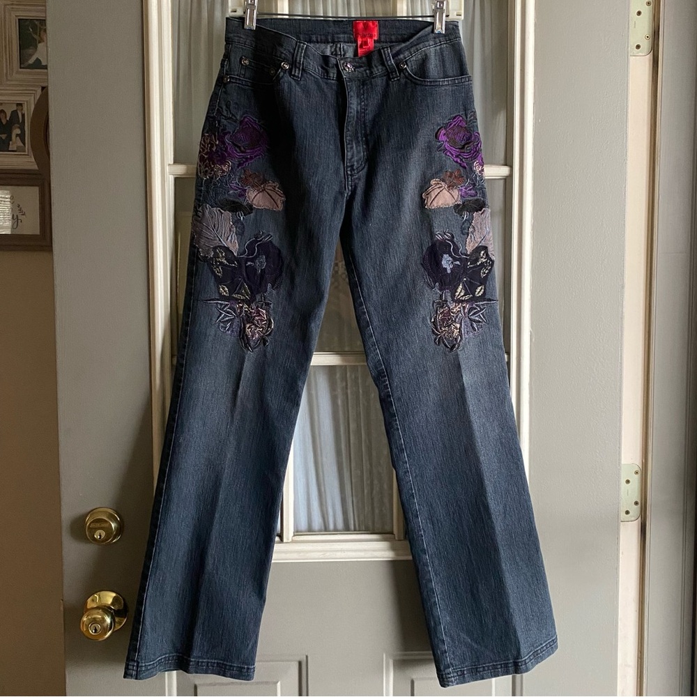 V Cristina Floral Embroidered Jeans